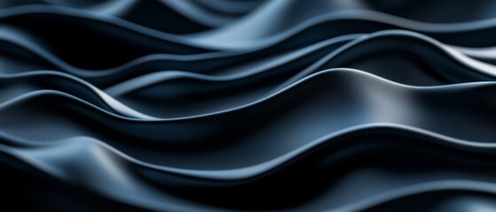 Obraz premium Smooth Black Fabric Waves with Soft Textures for Backgrounds and Design Elements