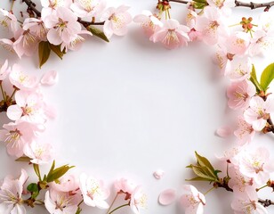 Obraz premium Delicate pink blossoms frame a blank space
