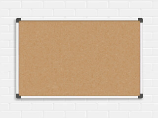 Blank office cork bulletin board template for business. Vector mockup