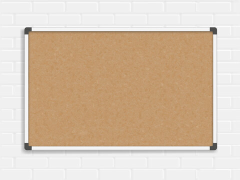 Blank office cork bulletin board template for business. Vector mockup