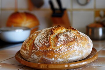 Crafting sourdough bread with beautiful crust and texture in a cozy kitchen