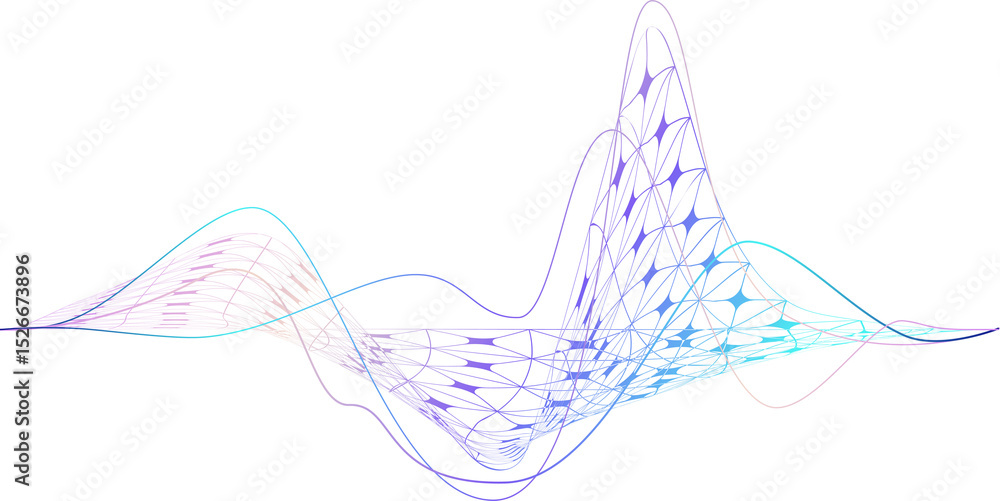 Aufkleber big data, digital technology concept. futuristic abstract wave pattern with intricate geometric grid