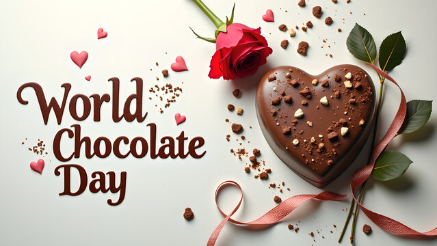 Celebrate world chocolate day with heart shaped treat and romantic rose delight
