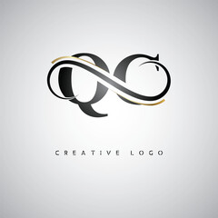 Obraz premium QC Creative Letter Logo with Infinity Symbol – Elegant Minimal Monogram Design for Premium Business Branding, Identity, and Modern Typography