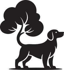 Tree dog silhouette vector design