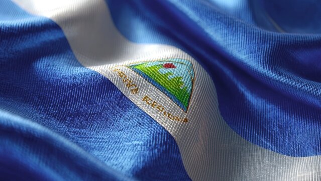 Celebrating independence day with the waving silk flag of nicaragua