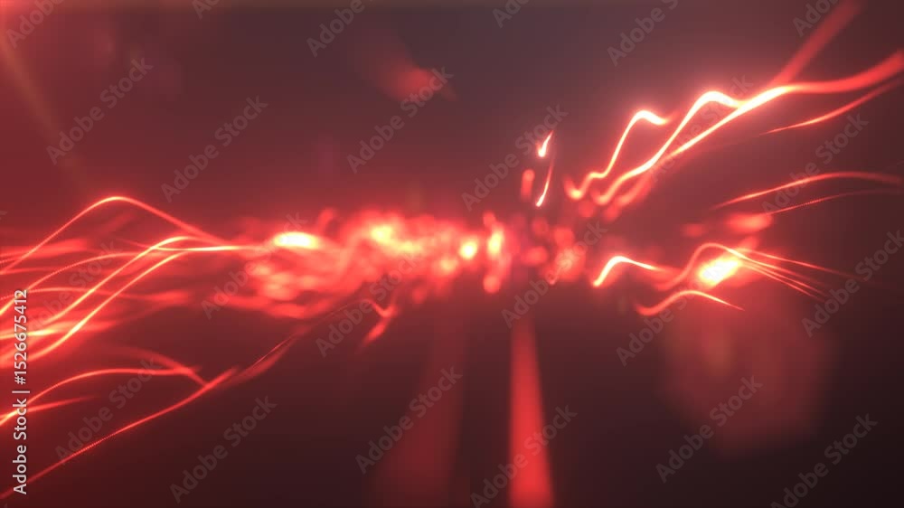 Aufkleber red glowing energy stream abstractly twisting through a dark background with intense light trails