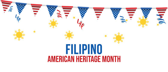 Obraz premium Filipino American History Month, filipino flag, flipino color patterns, realistic vector illustration Celebration