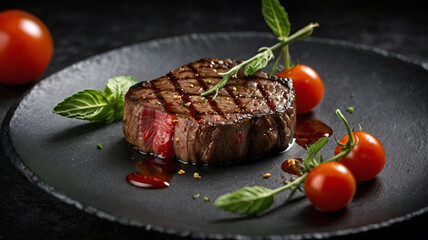 Grilled beef steak with herbs