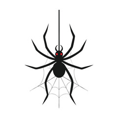 Halloween spider hanging from web spooky element collection Vector illustration