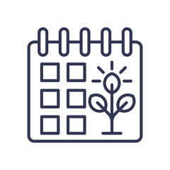 Calendar with a sprouting plant symbolizes growth over time.