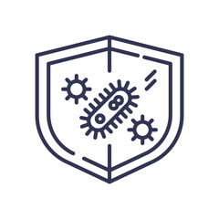 Shield icon with germs symbolizes protection against infection.