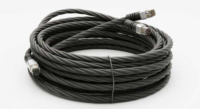 Coiled dark gray cable