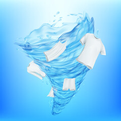 Clean white clothes around water whirlpool. Vector illustration