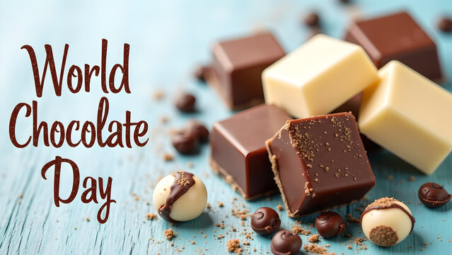 Delicious chocolate cubes and truffles for celebrating World Chocolate Day
