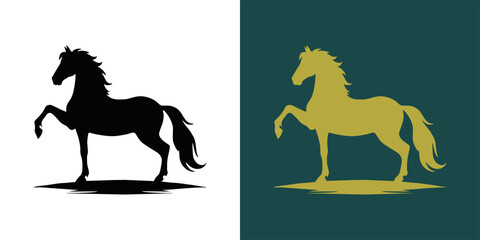 Modern horse silhouette logo. Vector illustration template, Horse gallop emblem. Nature-inspired badge design, Equine logo. Horse silhouette icon, Majestic horse symbol. Premium brand identity concept
