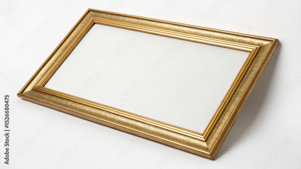 Poster a decorative rectangular mirror with a vintage-style frame, tilted slightly to showcase its reflecti