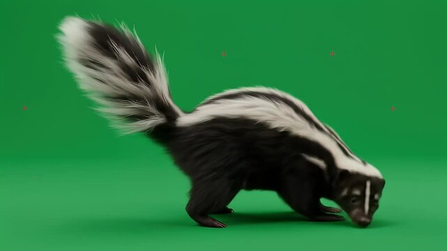 Striking Skunk Portrait on Green Screen