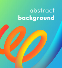 Vibrant abstract background with colorful wavy gradient line, smooth tubular shape. Fluid vivid rainbow ribbon in the form of loops or spirals. Trendy dynamic futuristic banner