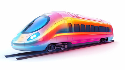 Colorful High Speed Train on White Background