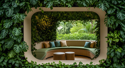 Secluded Lounge Space Enhanced by Lush Greenery And Contemporary Design
