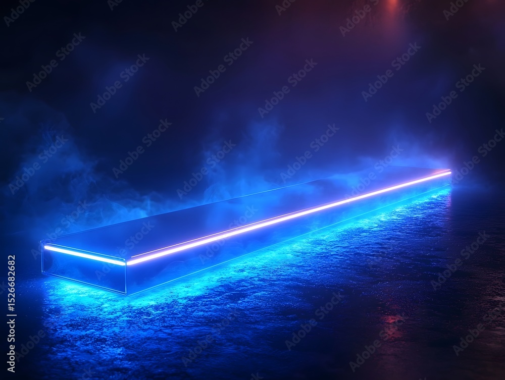 Poster minimalist blue floating progress bar in a futuristic setting