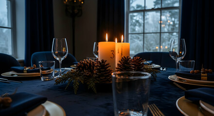 Festive Third Advent Celebration With Lit Candles And Elegant Table Setting