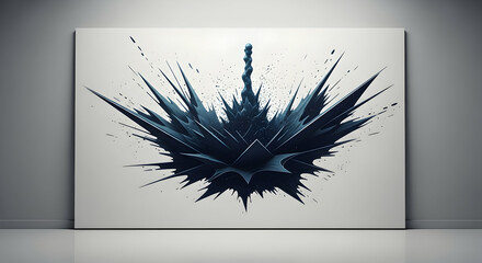 Abstract Geometric Explosion Canvas Art Displayed In A Modern Interior Setting