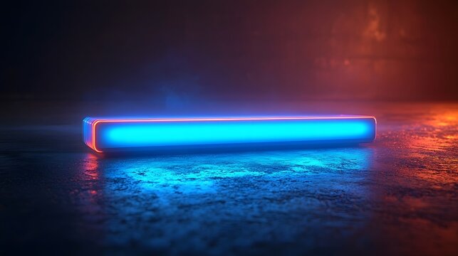 Futuristic glowing blue progress bar with sleek metallic texture