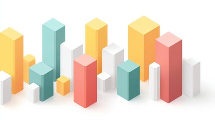Obraz premium Marketing metrics engagement automation concept. Colorful 3D bar graphs representing data visualization.