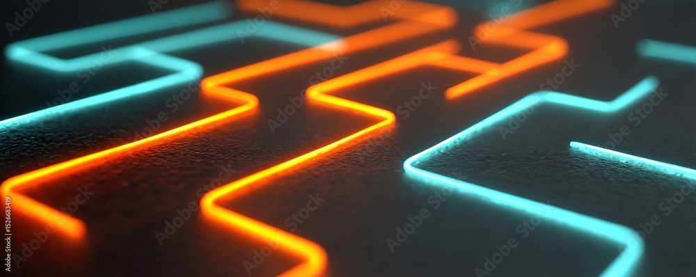 Poster marketing metrics engagement automation concept. neon light patterns on a textured surface.