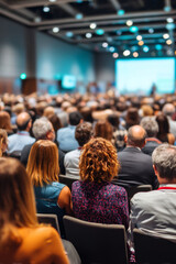 Full auditorium engaged in large-scale professional seminar