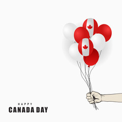 Happy Canada Day background template with Canada flag maple leaf on balloons.suitable for banner, poster etc