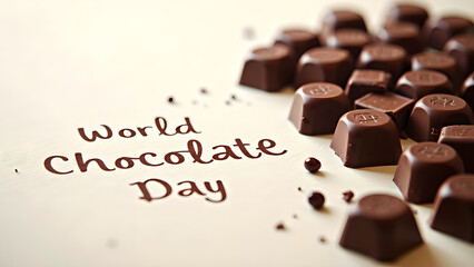 Fototapeta premium Celebrate World Chocolate Day with Delicious Brown Chocolate Candies Arrangement