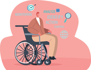 Businessman in wheelchair vector illustration
