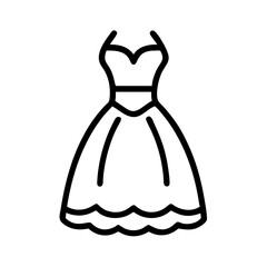 Stylish wedding dress icon in minimal line art design  