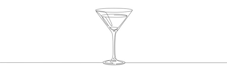 Cocktail continuous one line drawing. Alcohol drink.