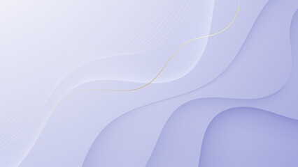 Elegant Soft White Abstract Background with Smooth Paper Cut Layers and Golden Line – Minimal 3D Design