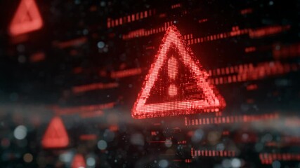 cyber security, scammer caution concept, an exclamation mark on hologram screen - Powered by Adobe