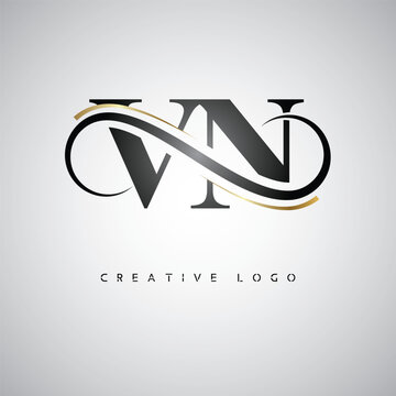  VN Creative Letter Logo with Infinity Symbol &ndash; Elegant Minimal Monogram Design for Premium Business Branding, Identity, and Modern Typography"