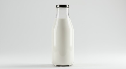 Milk bottle on white background