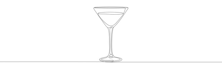 Cocktail continuous one line drawing. Alcohol drink.