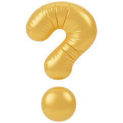 Balloon Letter Interrogation 3d render icon in gold style minimal isolated on transparent white background	
