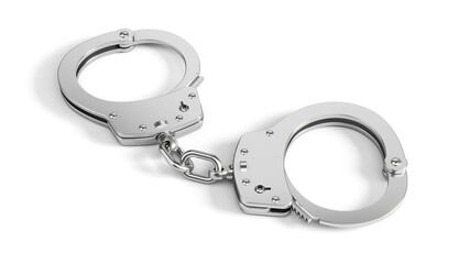 Closed police handcuffs isolated on white - 3d illustration