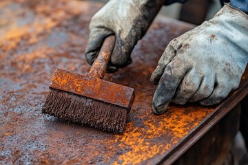 Cleaning Rust: Steel Brush for Drill to Remove Rust from Old Metal Sheet