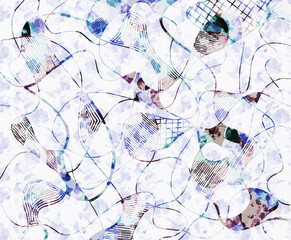 A monochrome abstract pen and ink sketch; irregular division of a white ground.