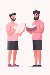 Two Friends Enthusiastically Sharing a Book