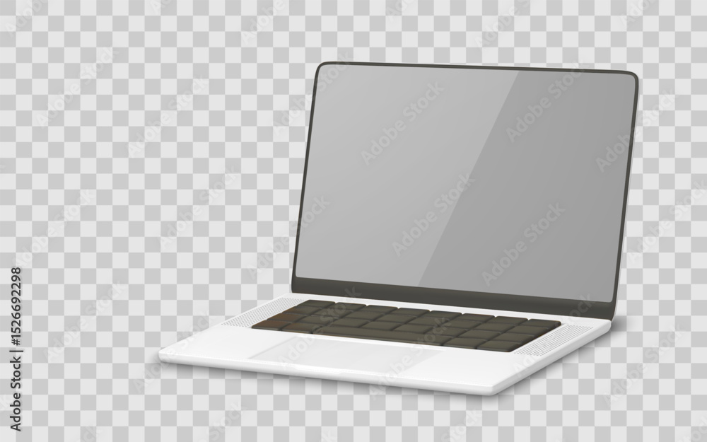 Poster modern laptop mockup on transparent background with blank screen for design presentation or app show
