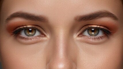 Fototapeta premium Close-up of female eyes with copper eyeshadow