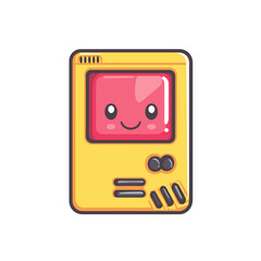 Cute cartoon retro game console illustration